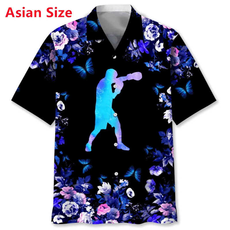 Men's Boxing Hawaiian Shirts Blouse Full Printing New In Casual Short Sleeve Beach Shirts Tops Mens Tropical Holiday Shirt