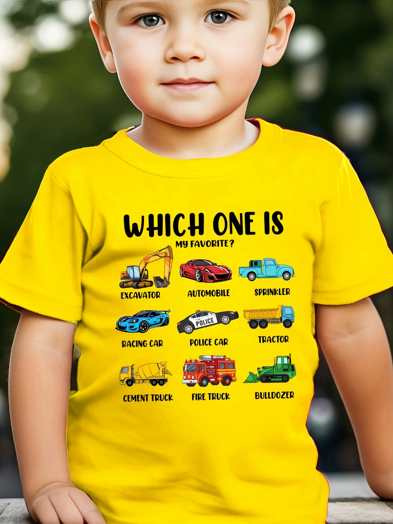 Summer Children, Which One Is A Trendy and Versatile T-shirt with Letters and Car Prints, Casual Parent-child Top