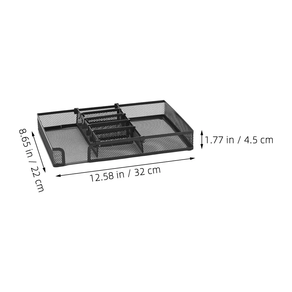 DIY Office Storage Tray Metal Mesh Desk Organizer Multi-Grid Desktop Organizer Tray for Office Desk Stationery Holder Pen Key
