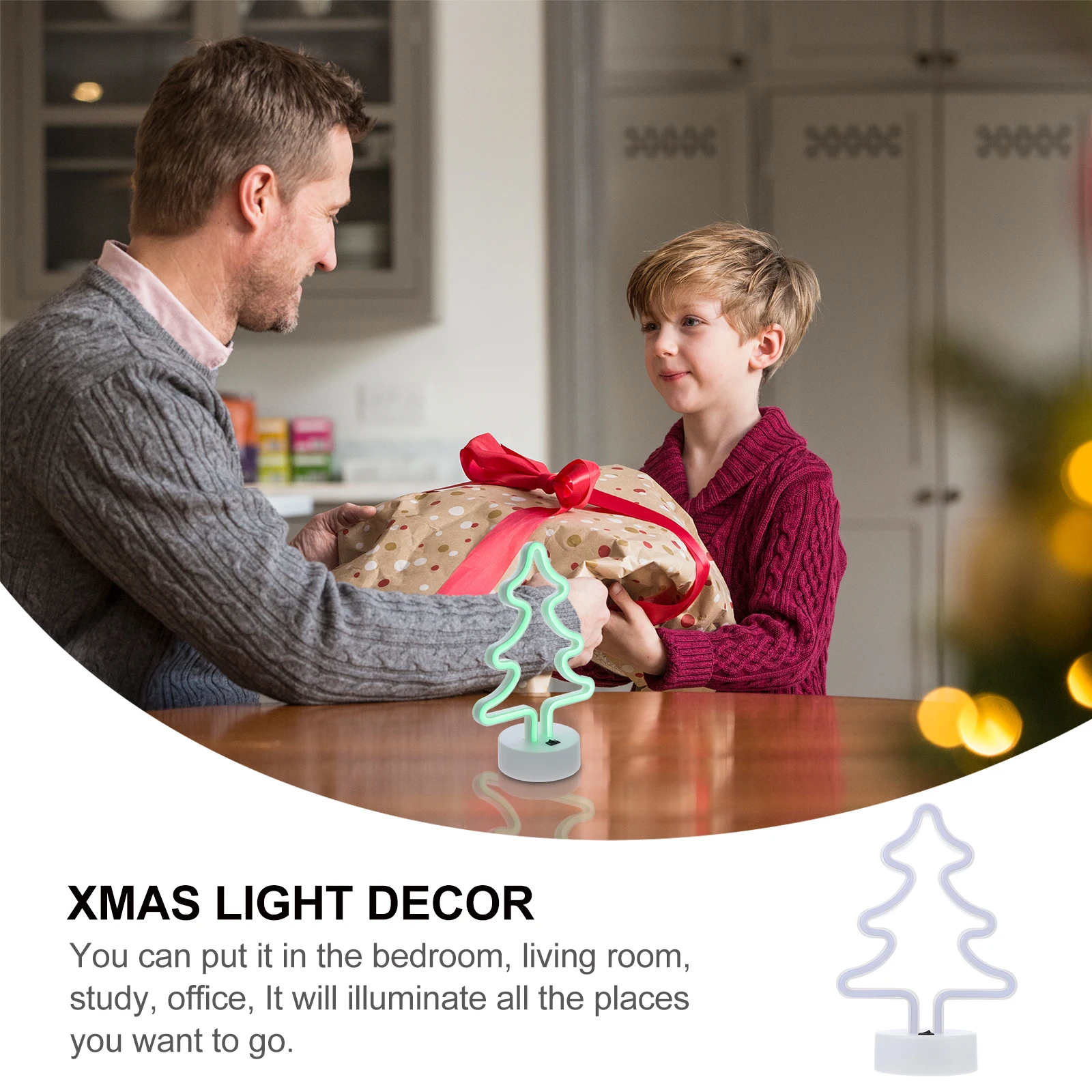 

1pc Xmas Tree Decorative Light Led Night Lamp Warm Atmosphere Home Party Scene Plastic Modeling Light Indoor Decorative Lamp