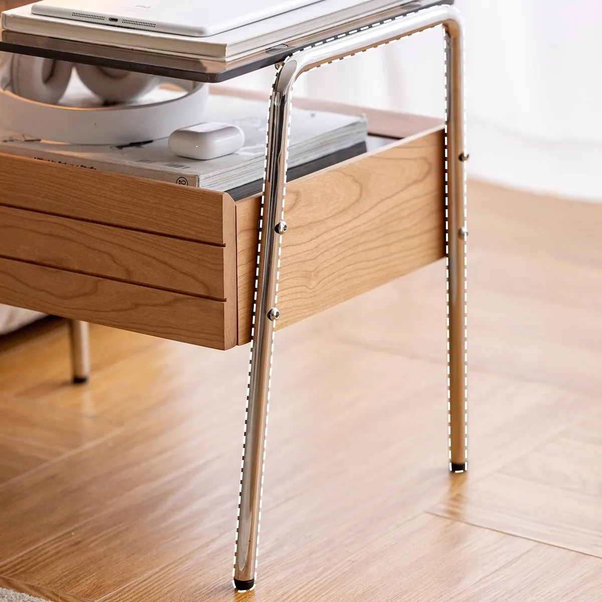 Cherry wood side cabinet, Nordic bedroom small apartment household solid wood storage cabinet