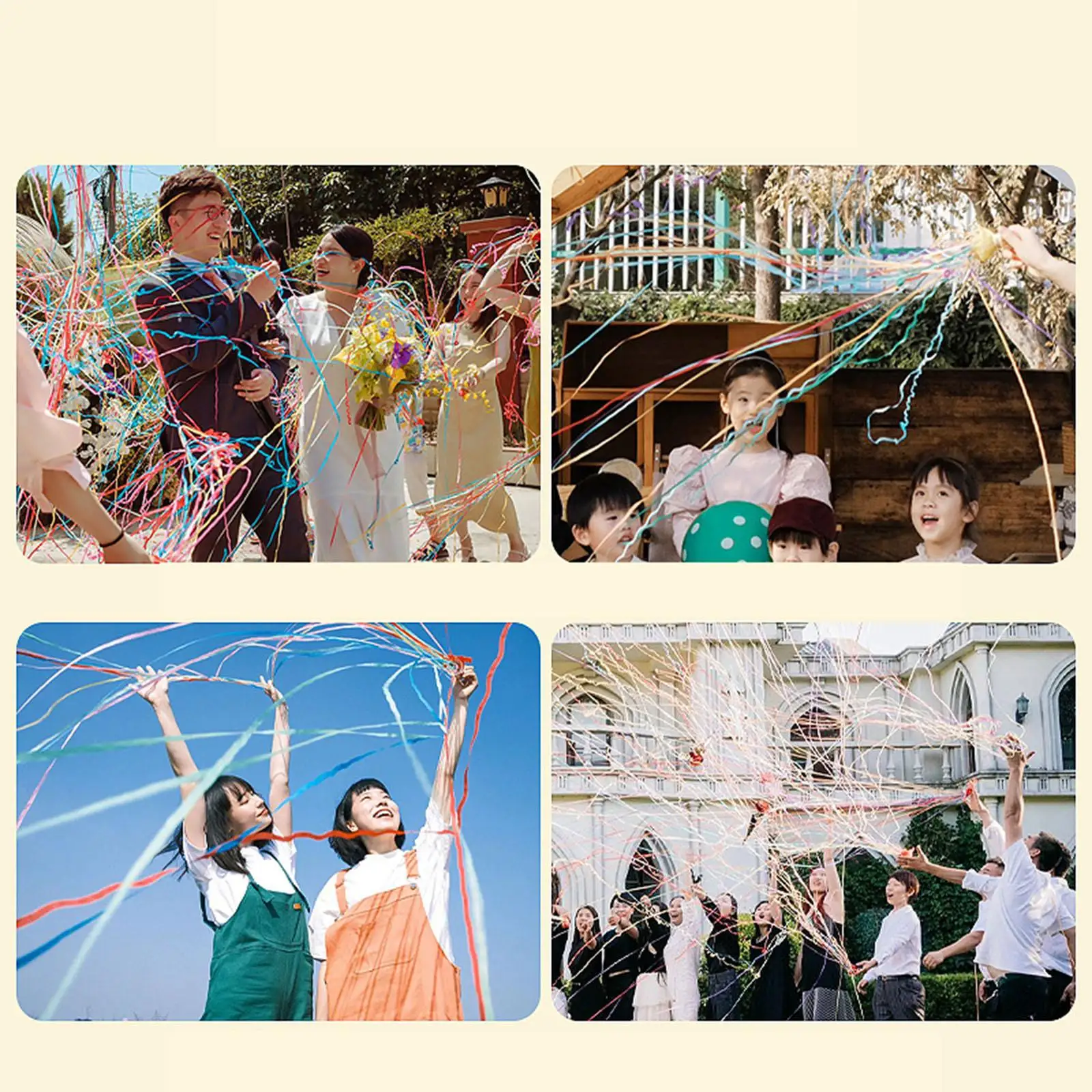 5x Hand Throw Streamers Party Streamers Party Poppers Hand Throw Ribbon for Engagement Shows Graduation Wedding School Opening