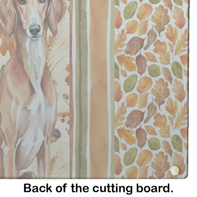 

Red Saluki Heirloom Fall Glass Cutting Board Decorative Tempered Glass Kitchen Board for Cutting or Serving