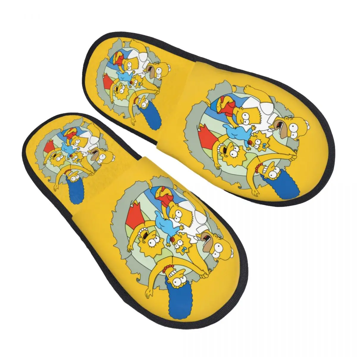 Custom The Simpsons Soft Memory Foam House Slippers Women Homer Bart TV Show Cozy Warm Anti-Skid Slipper