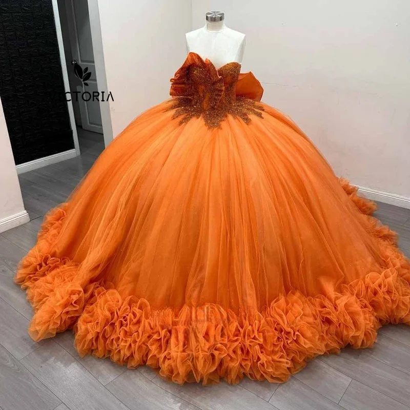 

Luxury Quinceanera Dress for Women with Large Bow Appliques Sleeveless Ruched Ball Gown Vestido De 15 Customized