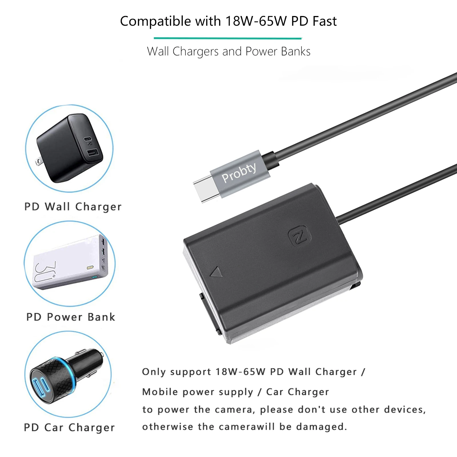 PD30W USB-C NP-FZ100 NPFZ100 Giả Pin Hoàn Toàn Giải Mã DC Khớp Nối Cho Sony ILCE-9 Alpha A9 A7RM3 A7RIII A7M3 FX3 Camera