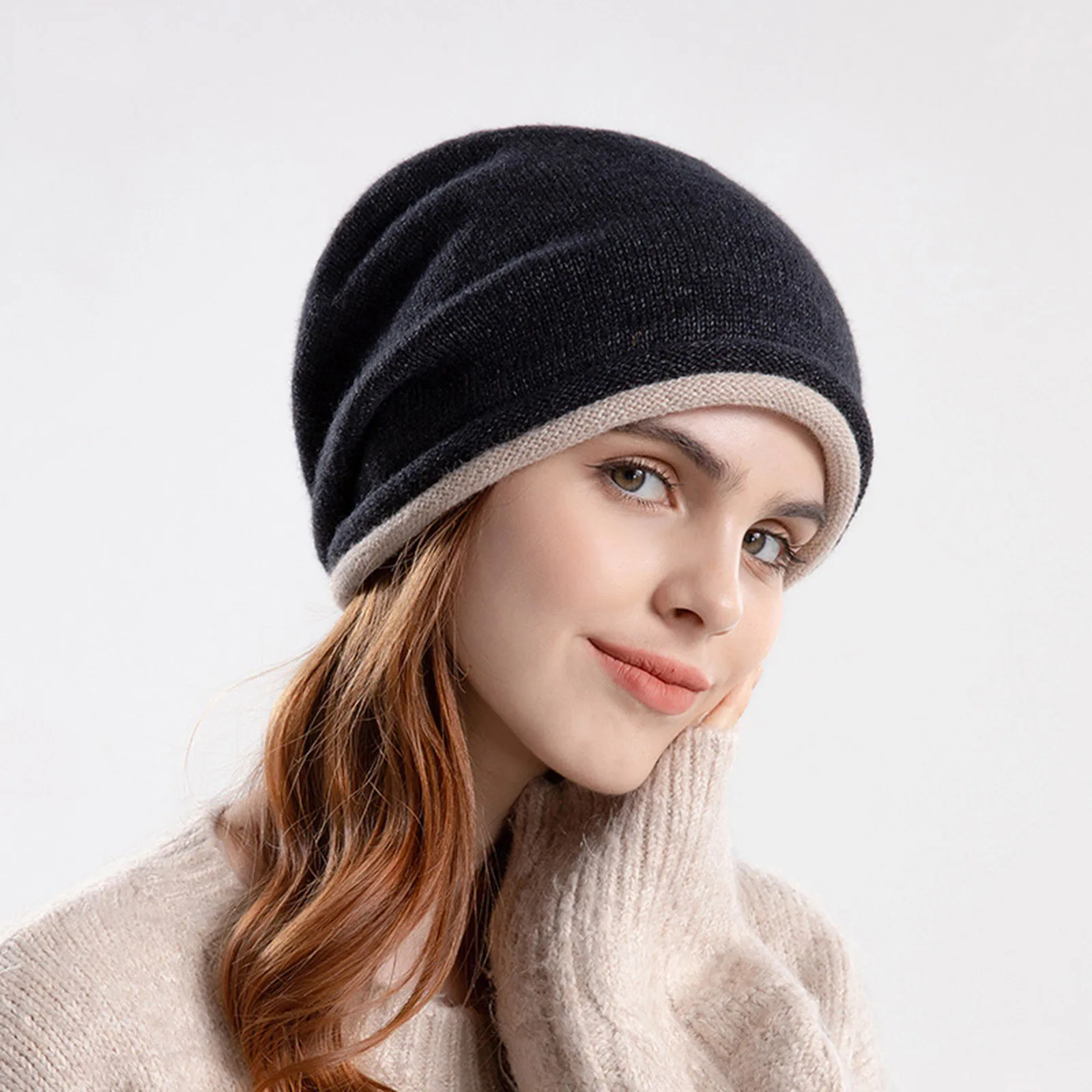 2024 Autumn Women Hat Korean Style Solid Color Female Winter Knitted Pile Up Hat Warm Outdoor Thermal Cover Cap 