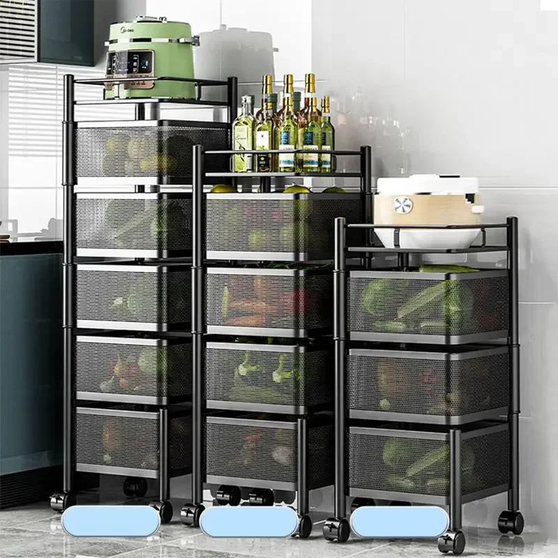 2/3/4/5 Layers Kitchen  Rack Bathroom Organizer Multi- Kitchen  Trolley With Large Basket Household gadget