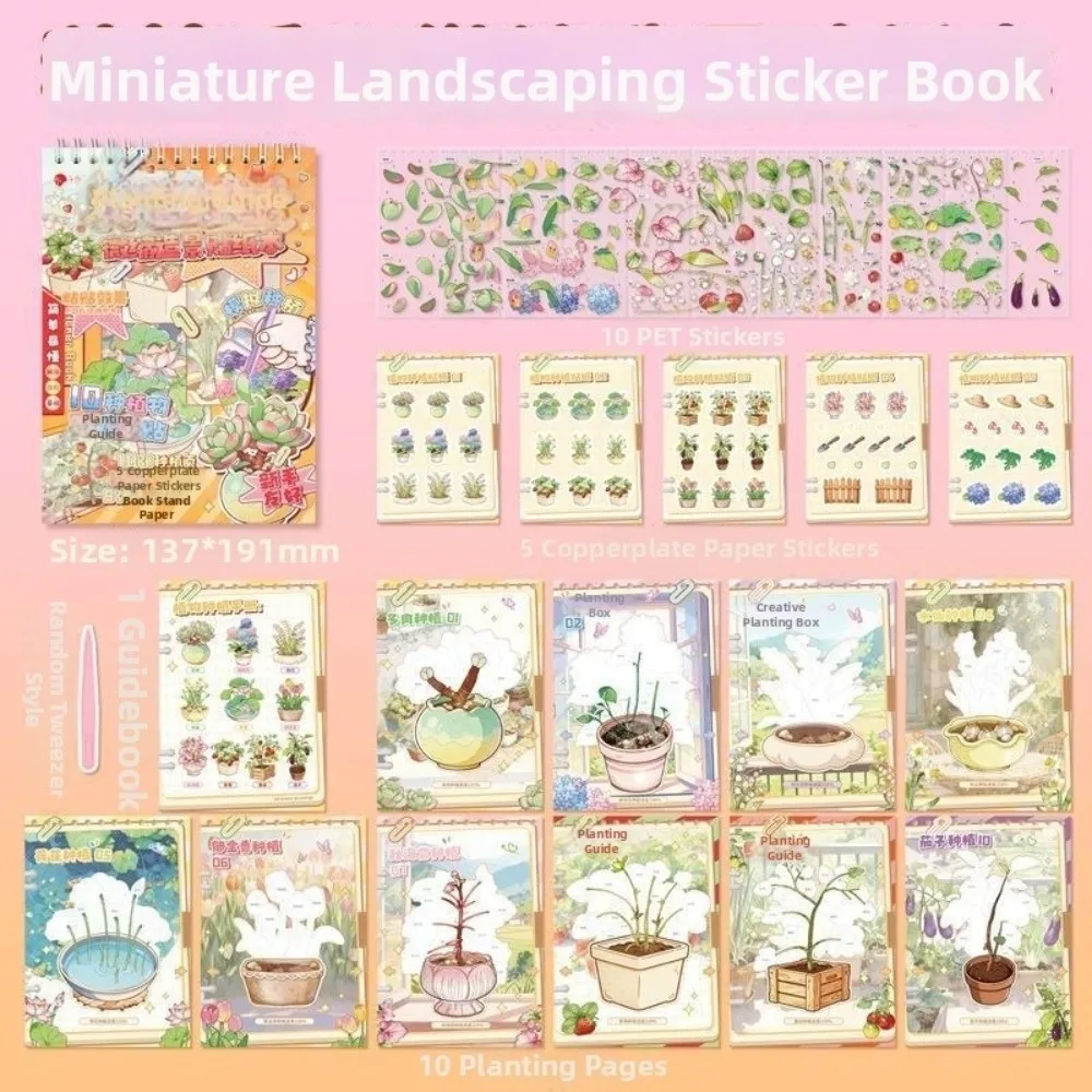 

Gardening Theme 3D Stacking Stickers Creative 10 Scenes 25 Sheets Pocket Sticker Book PET Mini Landscape Sticker for Boys Girls