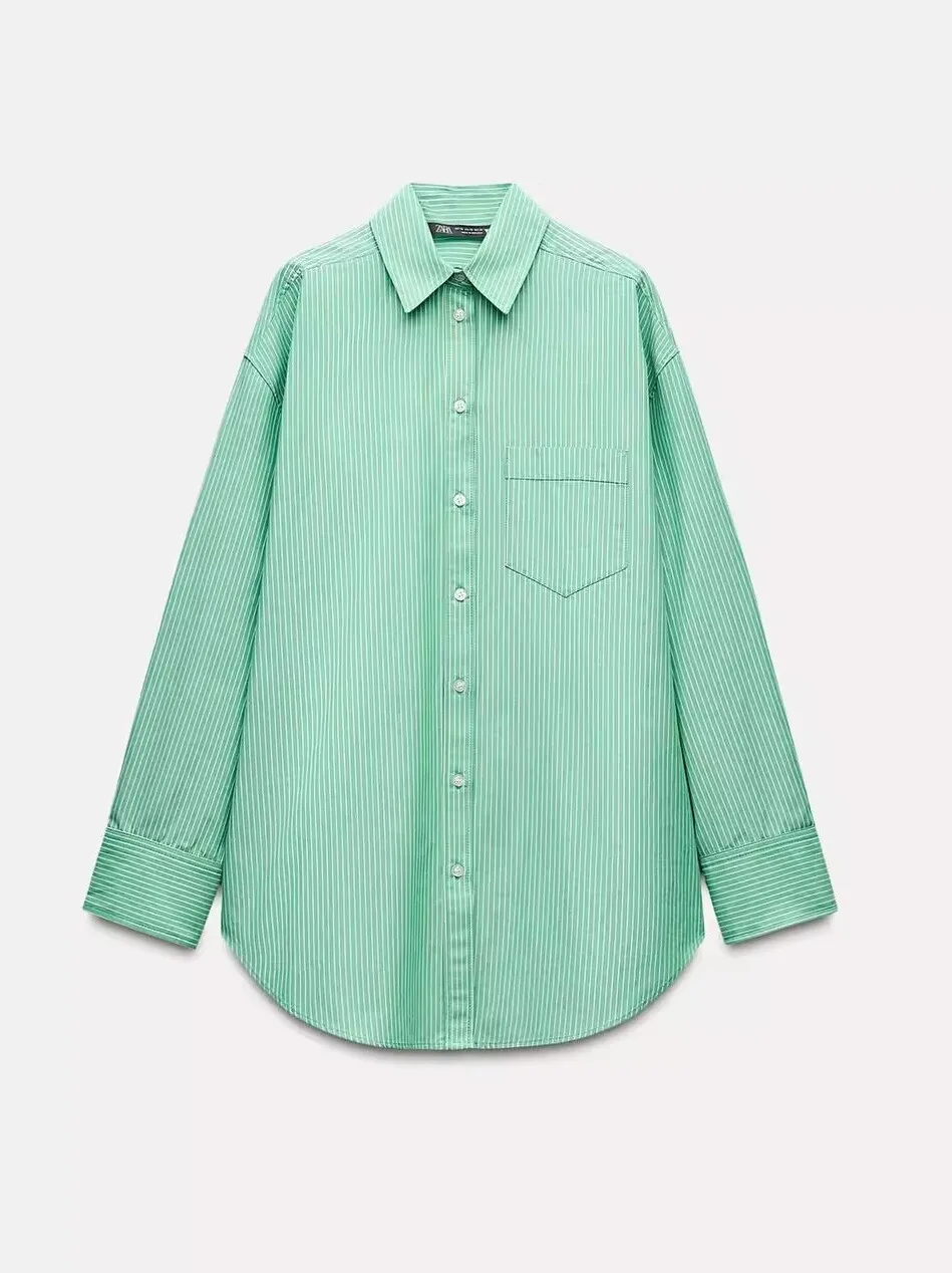 

Loose Striped irts New Arrival Women's Faion Summer Breathable Polyester Long Sve Button up irt Chinese Sle Blouse