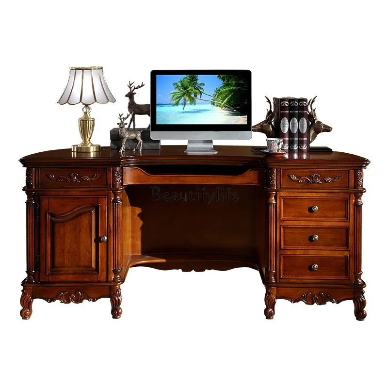 Yj9 Escritorio semicircular americano Computadora de escritorio para el hogar Mesa de madera maciza