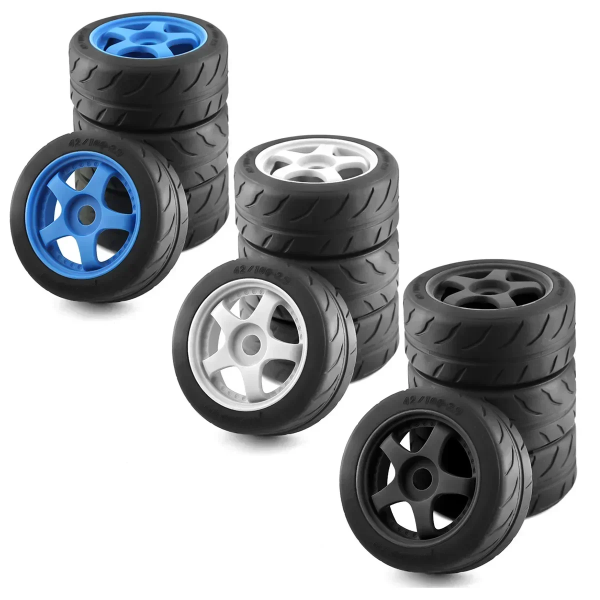 4pcs 5-Spoke 100x42 มม.ยาง 17 มม.ล้อ HEX สําหรับ Arrma 1/7 Infraction Limitless Felony RC รถอะไหล่อัพเกรด