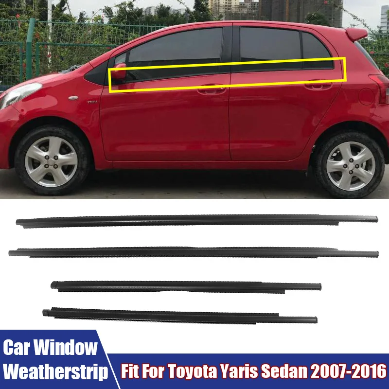 

4 шт., дверное стекло, окно, молдинг, резиновый уплотнительный ремень для Toyota Yaris Sedan 2007-2016 (не подходит для хэтчбека)