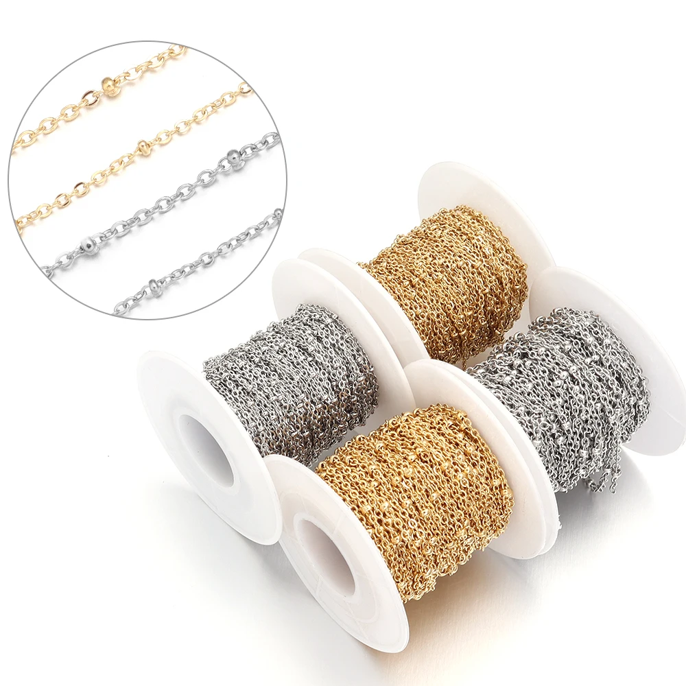 

10Yards/Roll Stainless Steel Gold Plated Beads Chains for DIY Jewelry Findings Necklaces Bracelets Handmake Accessories Supplies