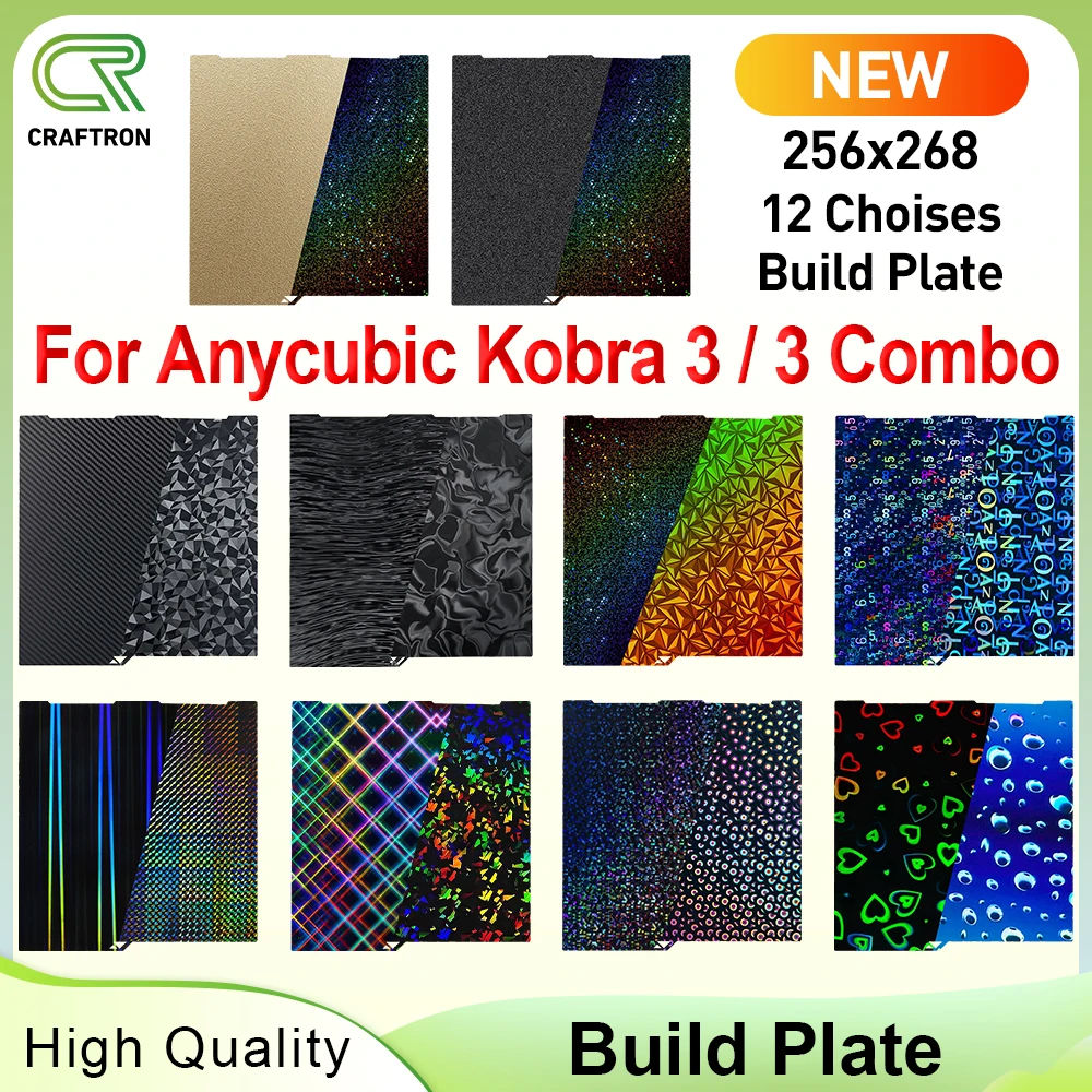 

For Anycubic Kobra 3 PEI Sheet Textured Double Sided Kobra 3 Combo Spring Steel Sheet Build Plate for Anycubic Kobra 3 Combo
