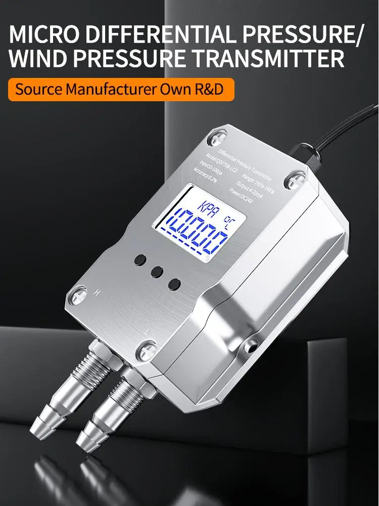 

0-100pa 0-200pa 0-500pa Air Wind Differential Pressure Transmitter 4-20mA 0-10V 0-5V RS485 Negative Pressure Sensor Transducer