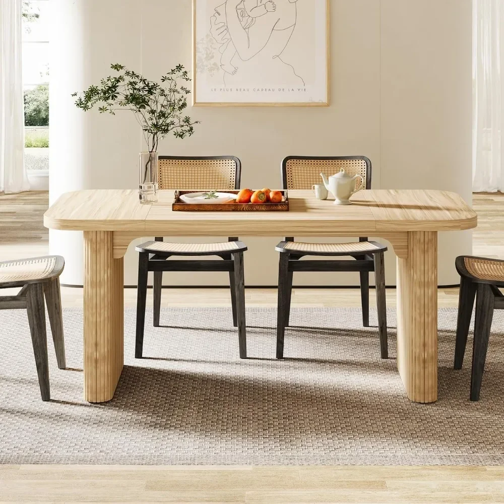 Konyhai dining Asztal számára 4-6 Benepesít, 62-inch Dohosodik Parasztház dining Asztal vel Dublőz Erőteljes Aljazat (only table) (natural)