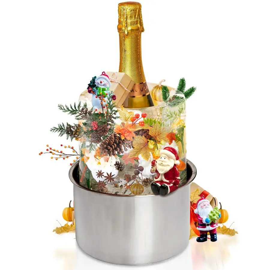 

Bucket Mold,Ice Mold Wine Bottle Chiller,Champagne Bucket Ice Mold, Flower Fruits Any Decoration to DIY Your Champagne Bucket Ic