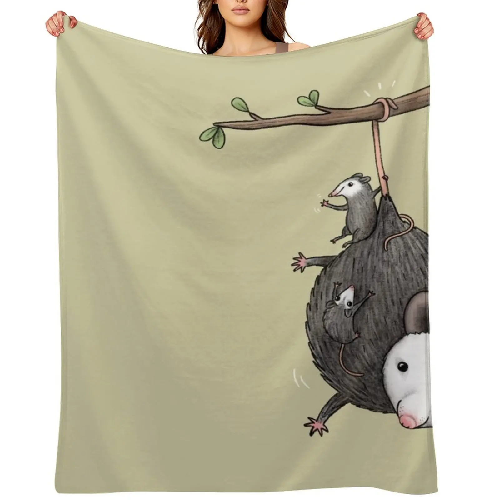 

Opossum Family Throw Blanket Bed covers Hairy Summer Shaggy Blankets
