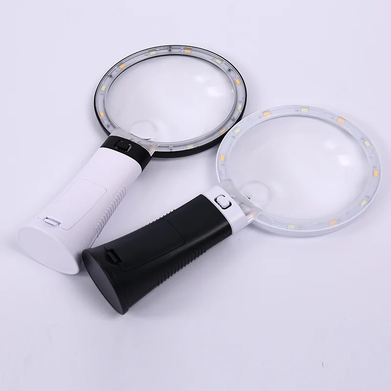 10X Handheld Magnifier 110 mm Large Lens Jewelry Illuminated Magnifying Glass with 12 LED for Reading and Repairing