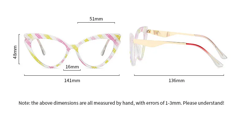 Bunte Streifen Lesebrille Frauen Mode Cat Eye Harz Optische Presbyopie Brillen Benutzerdefinierte Dioptrien + 50 ~ + 600 # 304124 – Detail 7