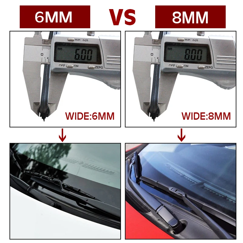 Car Wiper blade Insert Natural Rubber Strip Windshield strips (Refill) 8mm 6mm 14\