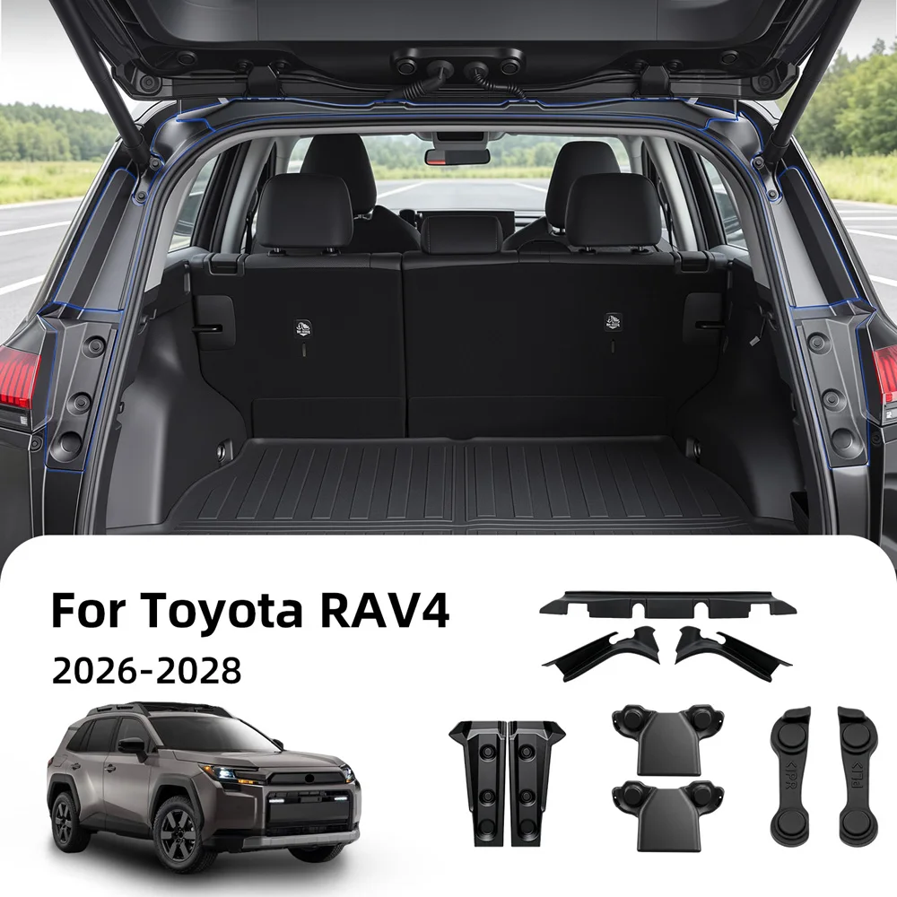 For Toyota RAV4 2026-2028  Tailgate Water Channel Protector ABS Matte Black Cover Trim Set 9PCS Car Interior Accessories