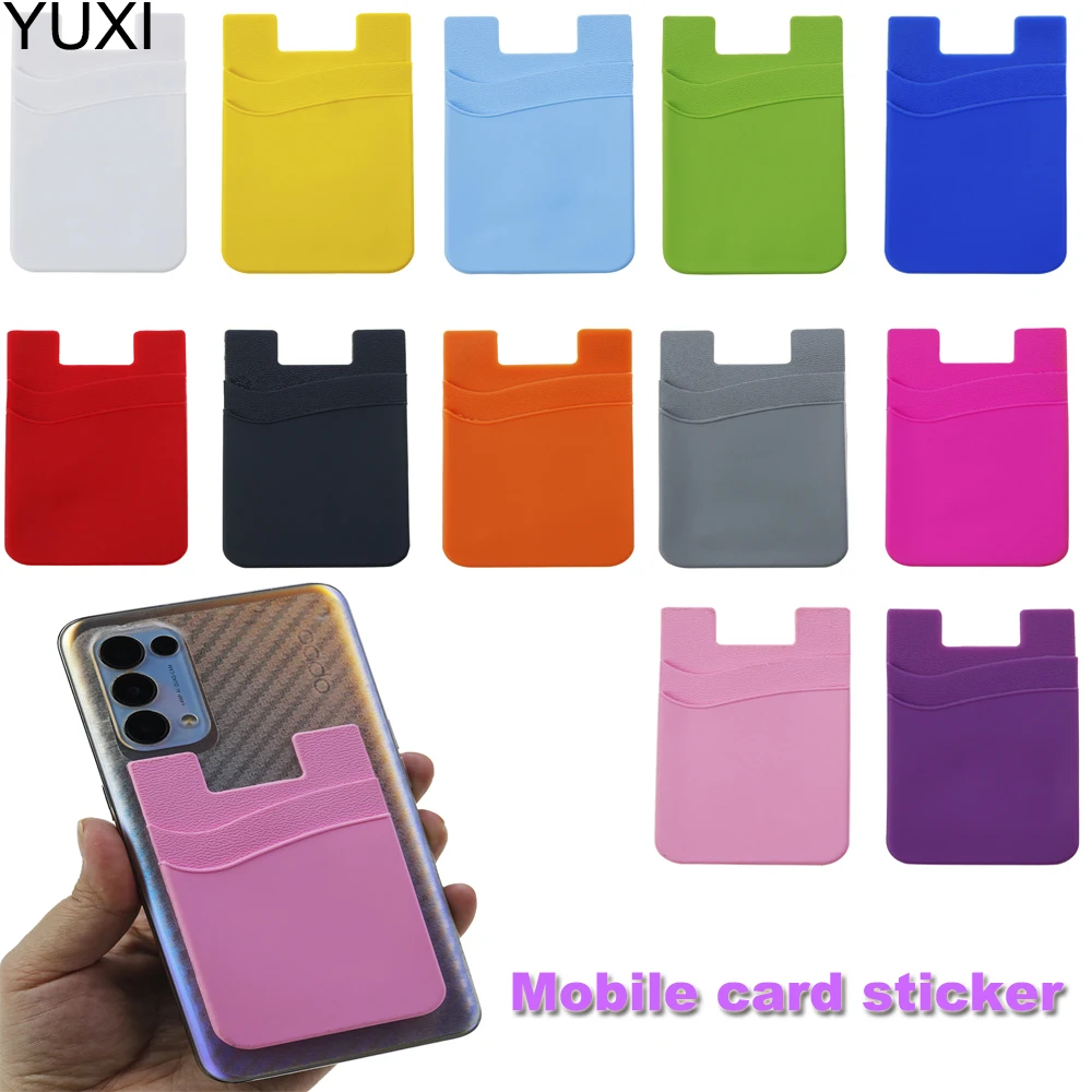 1pc Silicone Mobile Phone Back Card Holder Wallet Stick On Adhesive Cash ID Soft Adhesive Phone Card Holder Mobile Accessories