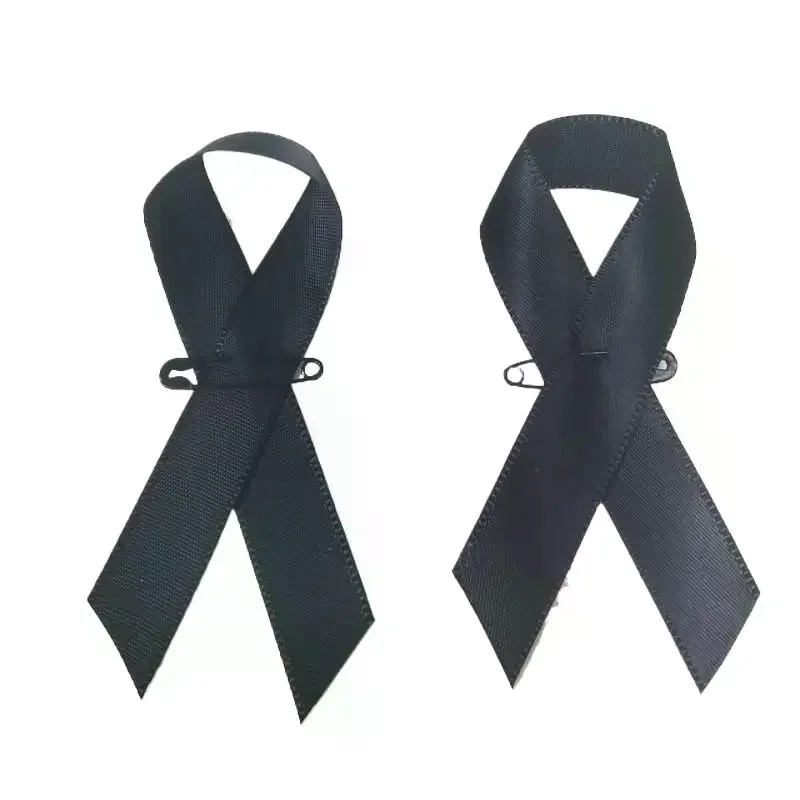10/50Pcs Black Ribbon Pin Brooch Simple Ribbon Badges Mourning Brooch Unisex Suit Skirt Collar Pins Necktie Jewelry Accessories