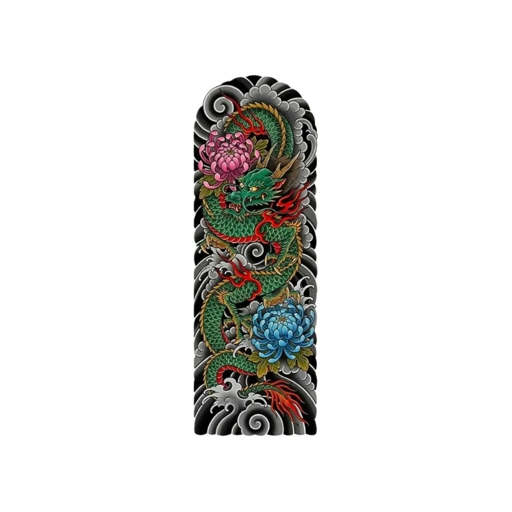 Japanese Demons Arm Sleeve Tattoo Sticker Geisha Koi Fish Japanese Style Temporary Tattoos Peony Flower Water Transfer Tattoo