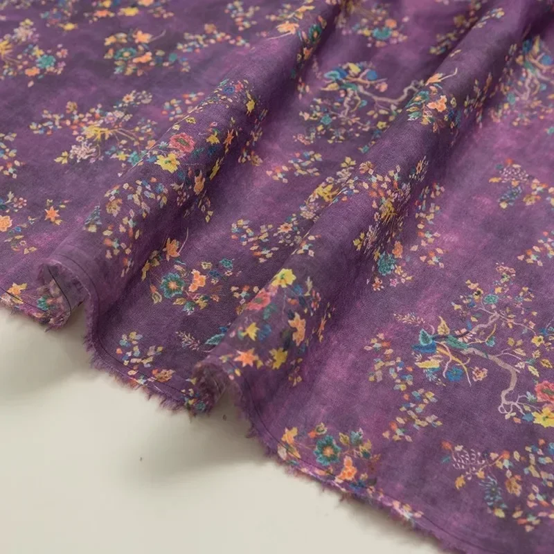 Purple high-quality natural ramie cloth Chinese long skirt summer thin tissue DIY sewing d0signer by the meter fabric for dresse