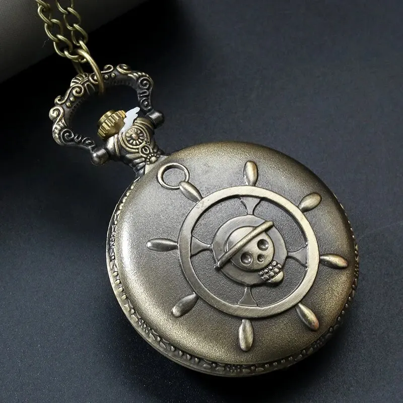 Retro Punk Piratenkapitän Doppelmesser Quarz Taschenuhr mit Halskette Kette Anhänger Armband Geschenk für Männer Männer Vintage Uhr