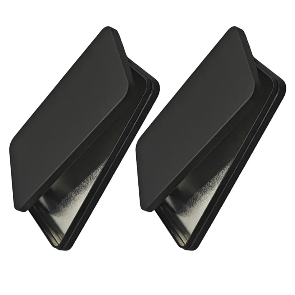 

2Pcs Black Rectangular Cash Box with Lid Metal Money Organizer for Currency Coins Tickets Stamps Secure Portable Storage