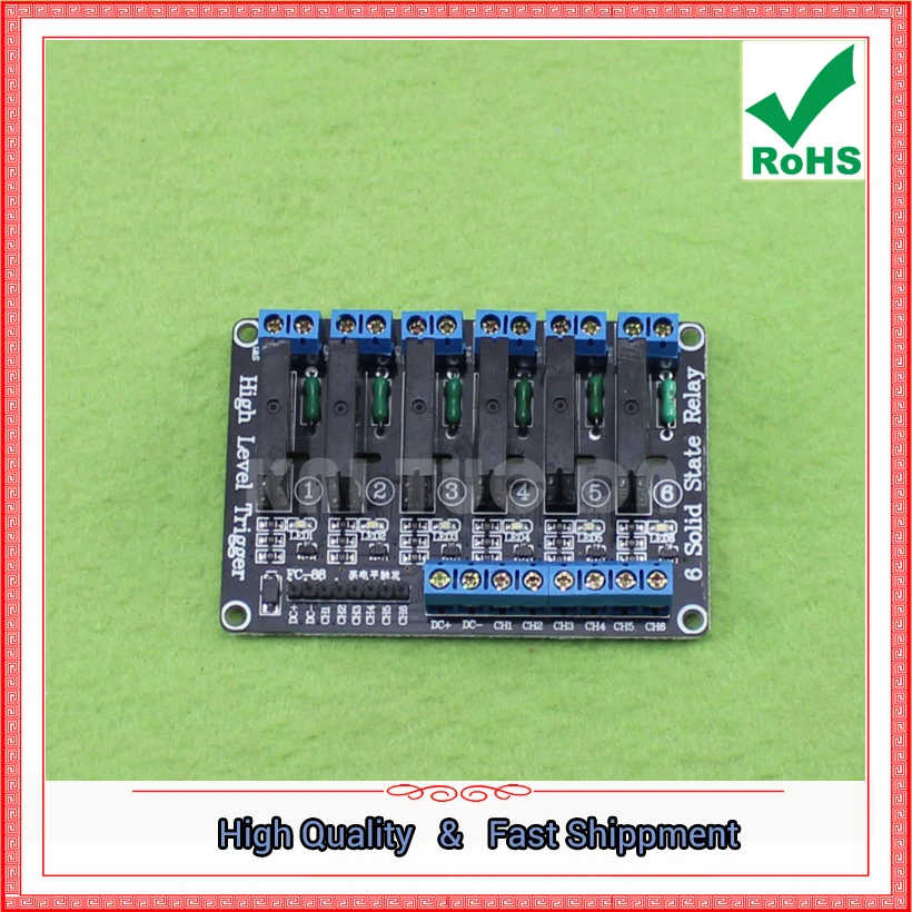 6-Way (six channel) Solid State Relay Module 5V High-Level Trigger Solid State Relay With Fuse Expansion Board