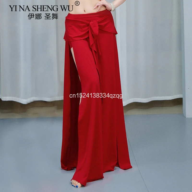 Jupe Sexy à Double fentes, jupe d'entraînement de danse du ventre, vêtements de danse pour adultes, jupe longue de danse du ventre orientale pour femmes