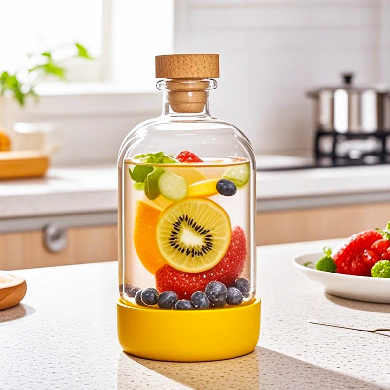 Inmeet Bar Professional Immersion Bottle Multi-use for Wine Juice Oil with Bottle Stopper - Glass Bottle for Household450ML 1PCS 5