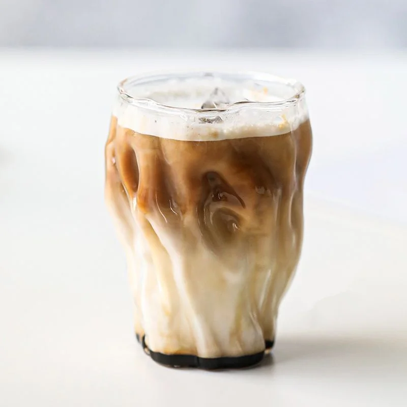 Irregular Tree stripe shape Coffee Cup Glass For Milk Juice  Iced Café Americano Latte 270ML High Temperature Resistance