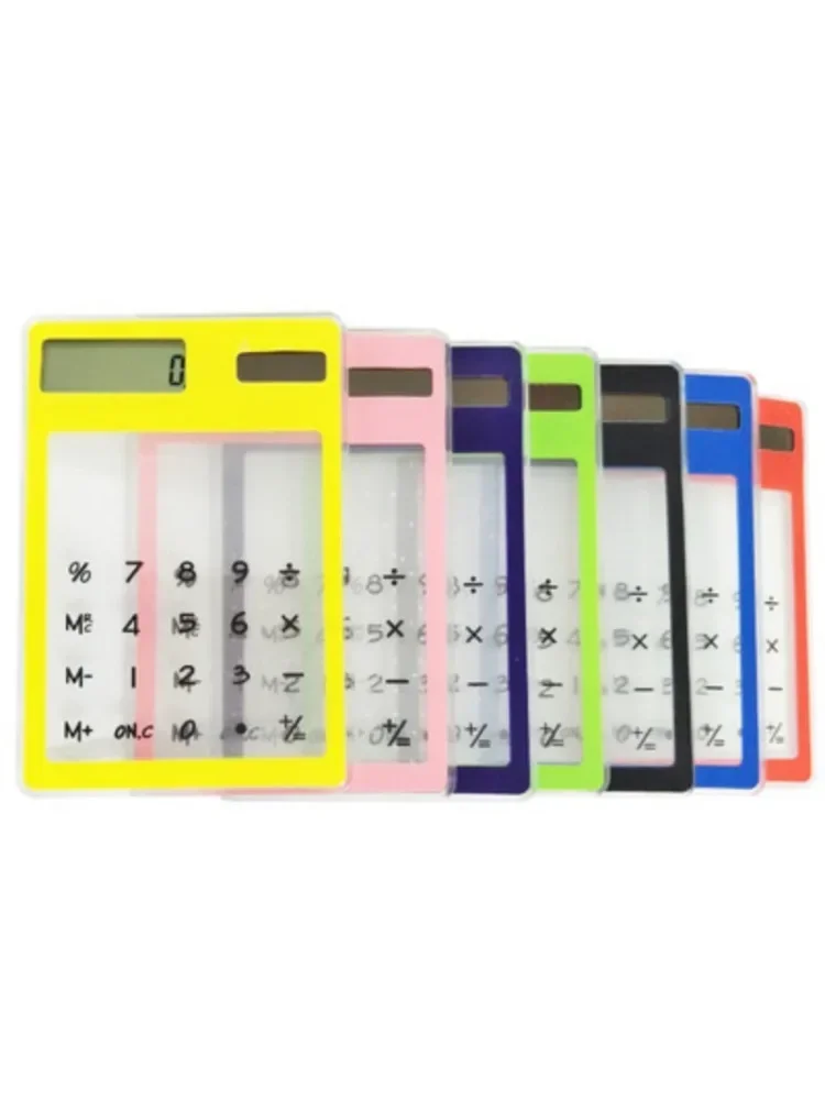 1pcs 8 Digit Touch Screen Ultra slim Transparent Solar Stationery Clear Scientific Calculator use for Student School Office