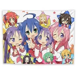 Anime Tapestry Wall Hanging Lucky Star Kawaii Izumi Konata Saitama Background Cloth Decorative Blanket Room Decor Aesthetic