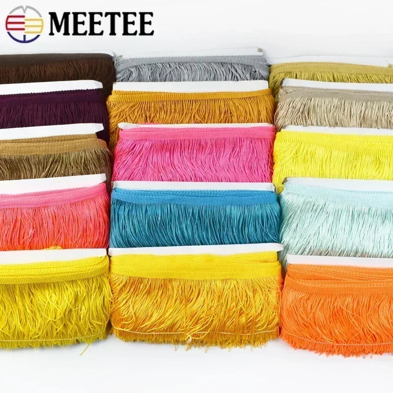 

5/10M Meetee 20cm Tassel Fringe Trim Lace Ribbon Long Fringes for Sewing Curtain Latin Dress Trimming Tassels DIY Accessories