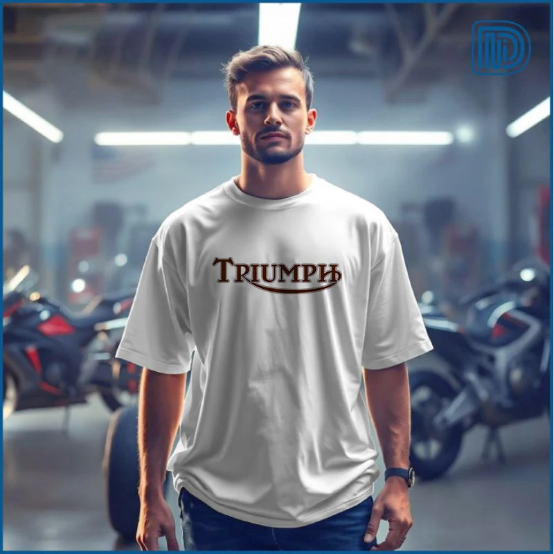 

Повседневная хлопковая футболка Triumph для мотоцикла, мужской модный топ с принтом, повседневная уличная одежда, удобный топ с короткими рукавами и веером