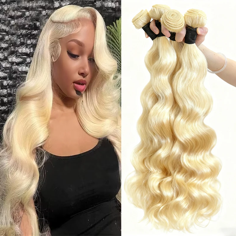 Pacotes de Cabelo Humano Loiro Colorido 613, 100% Ondulado, 30 Polegadas, Cabelo Cru, Extensões de Cabelo Brasileiro Real para Mulheres