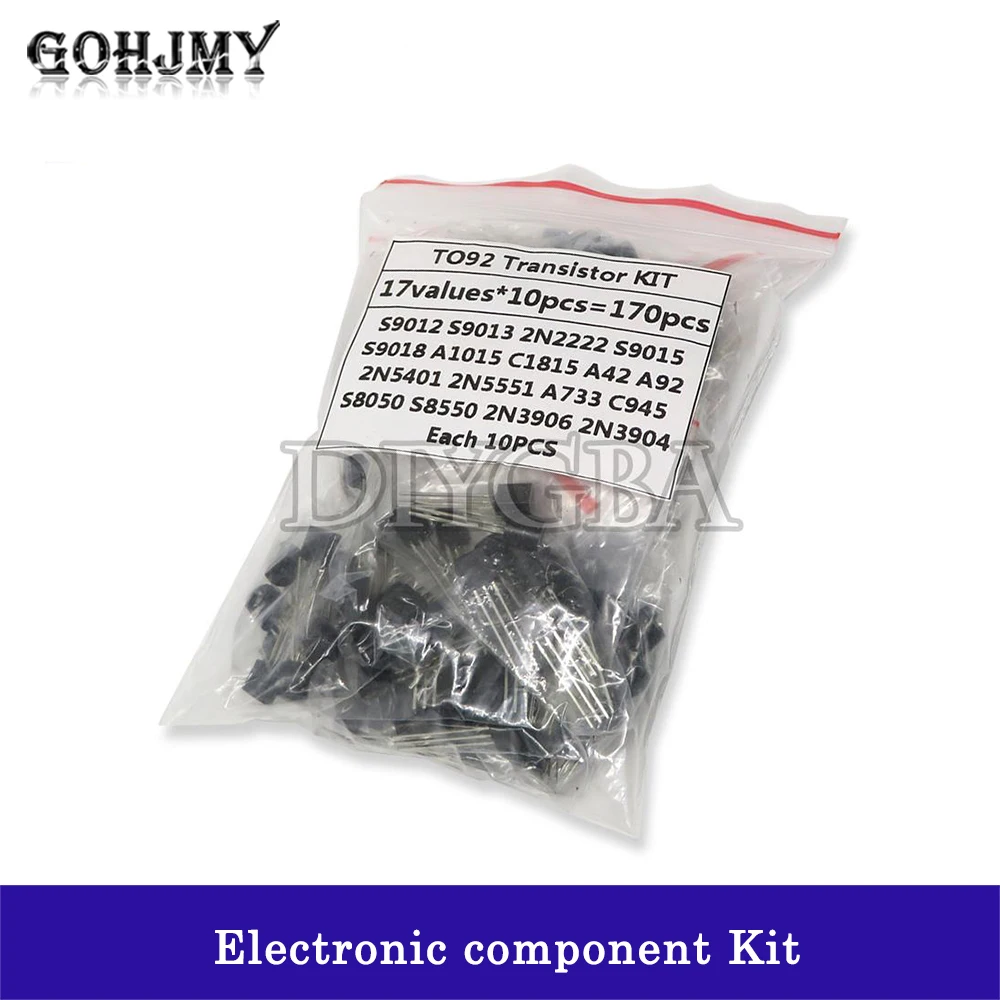 Transistor Assorted Kit S9012 S9013 2N2222 S9015 S9018 A1015 C1815 A42 A92 2N5401 2N5551 A733 C945 S8050 S8550 2N3906 2N3904