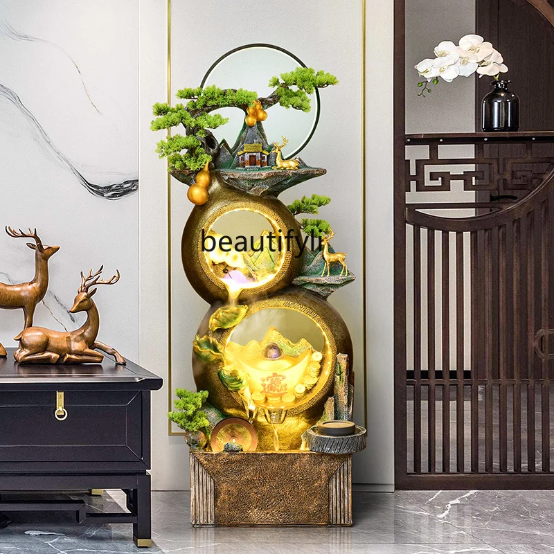 Chinese Creative Water Fountain Living Room Entrance Indoor Opening Decoration Landing Fortune Gourd Ornaments