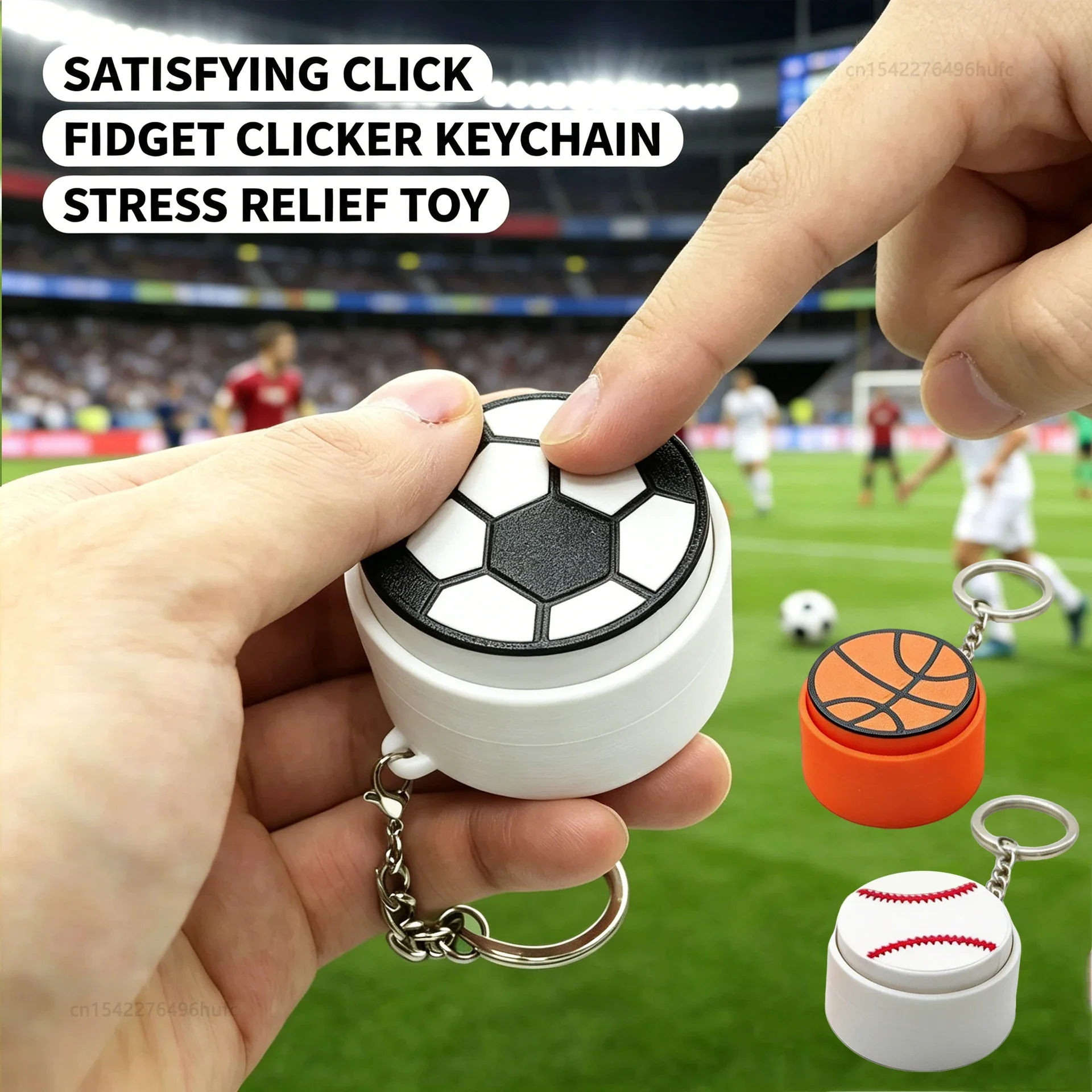 Mini Soccer Basketball Baseball Clicker Fidget Button Key Ring Stress Relief Sensory Toy For Adults Teens Backpack Pendant Gift