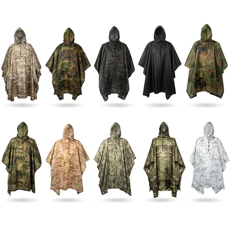 

Camouflage Folding Raincoat for Hiking Portable Tactics Poncho Men Waterproof Tourism Packable Rain Jacket Cover Army RainWear