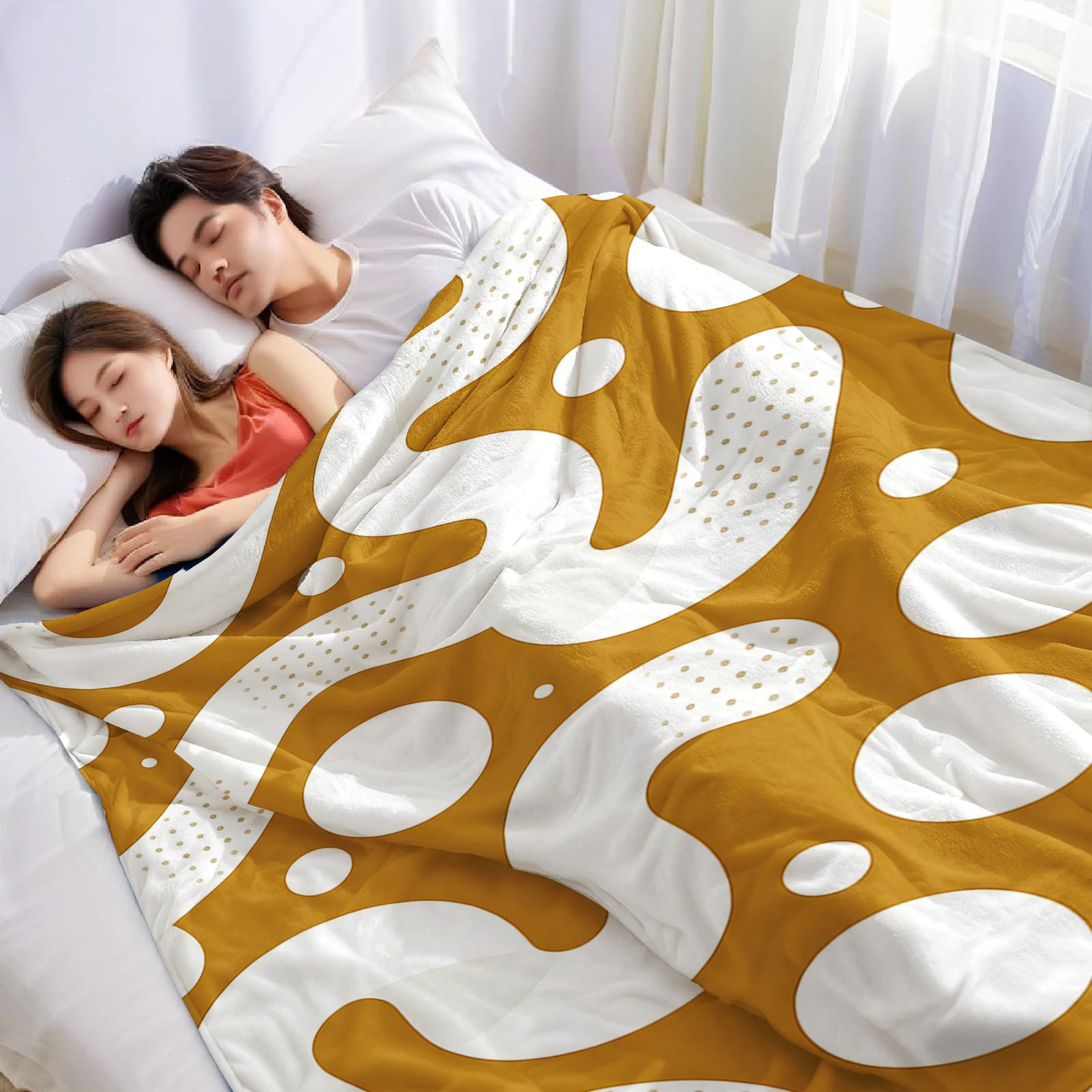 Retro Liquid Swirl Ultra Soft Sherpa Fleece Blanket Fluffy Warm Thick Throw for Sofa Bedroom Couch Holiday Home Decor Gift