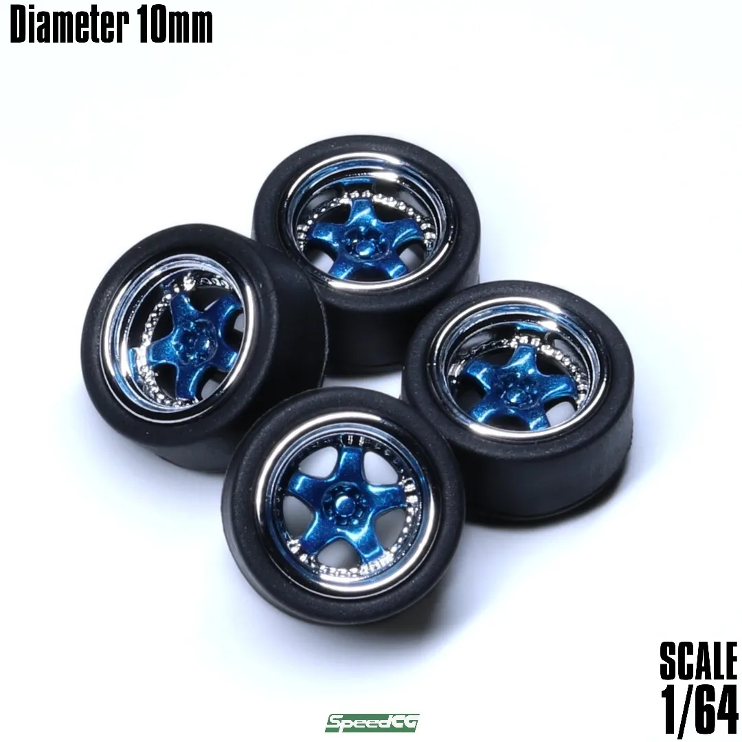 SpeedCG 1/64 ABS Wheels with Rubber Tire Type J Modified Parts Diameter 10mm For Model Car Racing Vehicle Toy Hotwheels Tomica