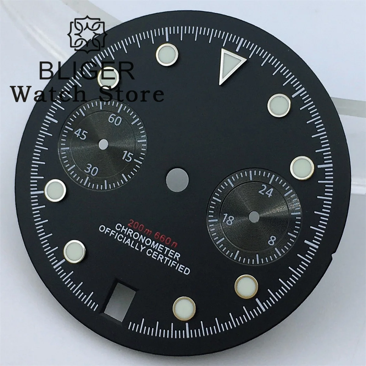 BLIGER 30mm VK64 Dial white Black Blue-green Pink Dial Fit VK64 Quartz Movement Watch Replacement Parts 6 o \'clock date window