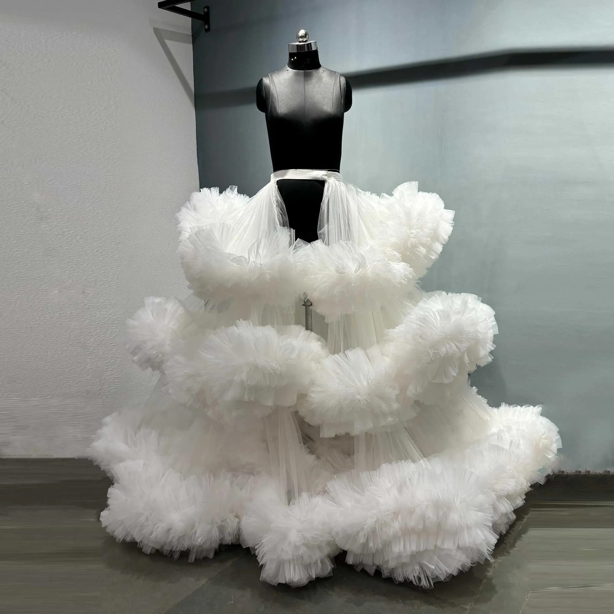 Saia de tule branca fofa, vestido de sessão de fotos, casamento personalizado, saia de noiva, vestido de baile, saia de maternidade em camadas, sobreposição, saia destacável